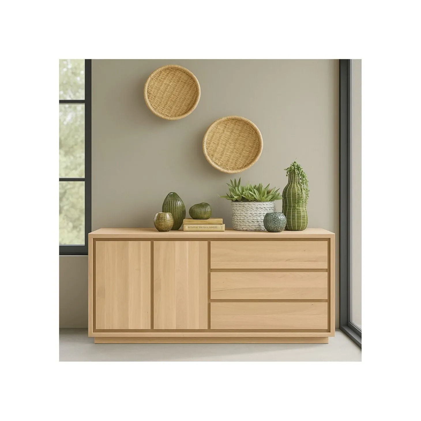 Dressoir Lavio (164 cm) eiken naturel grijs