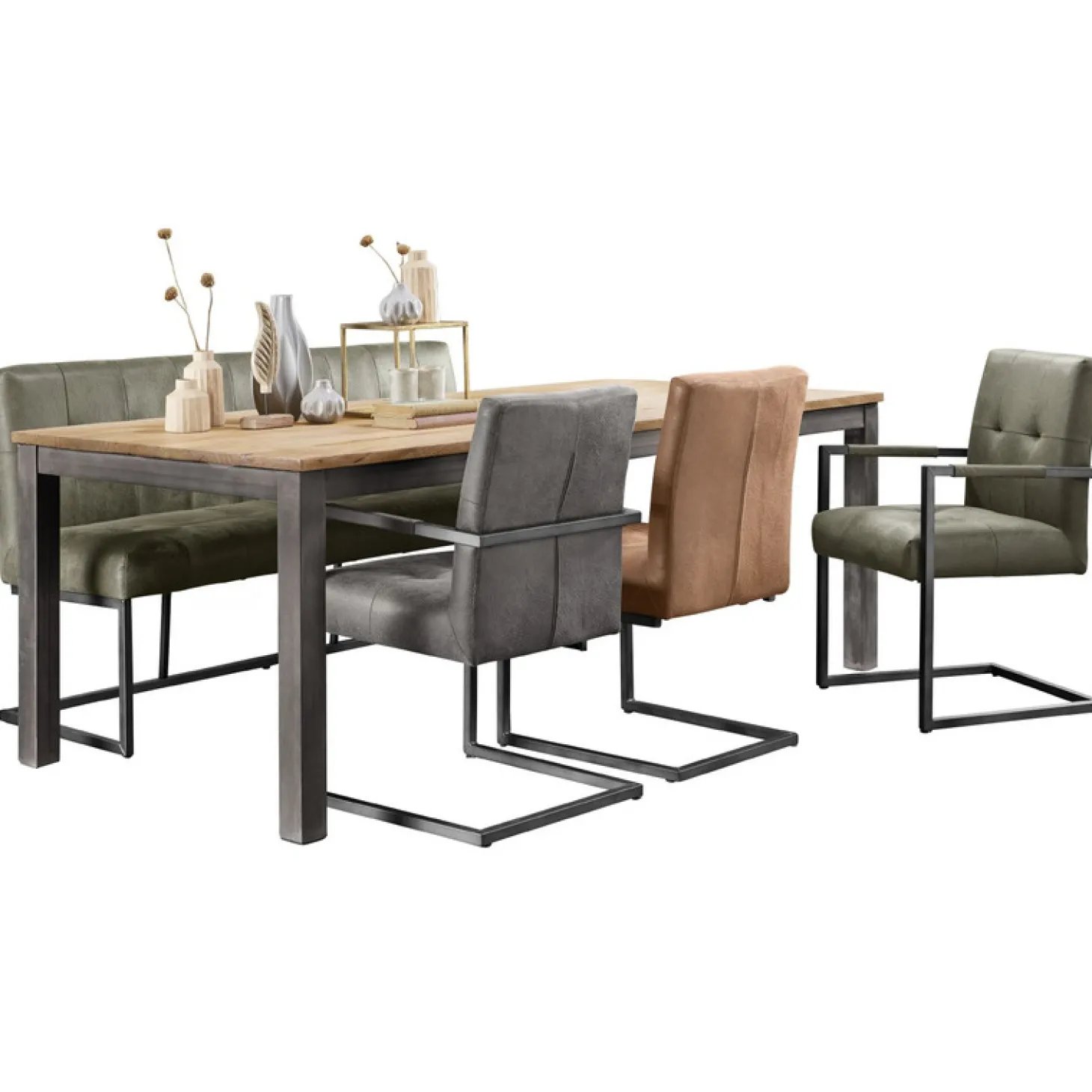 Eetkamerbank Oro 170 cm microleder bruin