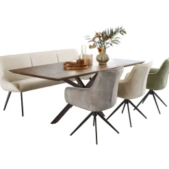Eetkamerstoel Ceno Met armleuning draaibaar combi stof naturel