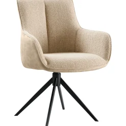Eetkamerstoel Ceno Met armleuning draaibaar combi stof beige