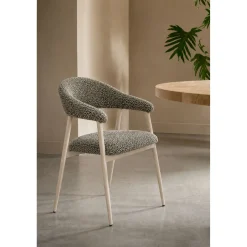 Eetkamerstoel Dioso Bouclé taupe poot taupe