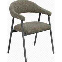 Eetkamerstoel Dioso Bouclé taupe poot zwart