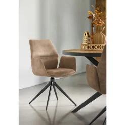 Eetkamerstoel Faido Microvezel taupe poot zwart