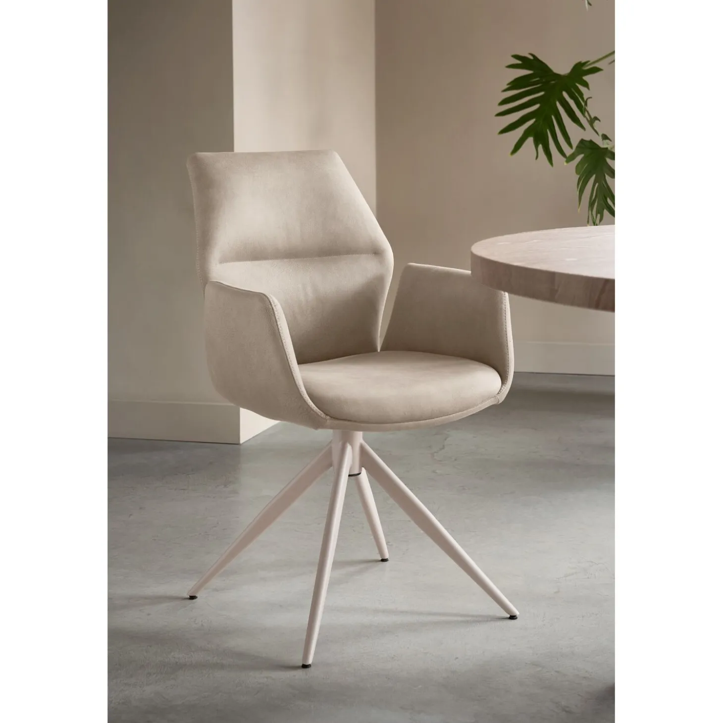 Eetkamerstoel Faido Microvezel beige poot grijs