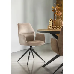 Eetkamerstoel Faido Microvezel lichtbeige poot zwart