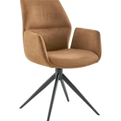 Eetkamerstoel Faido Microvezel cognac poot zwart