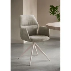 Eetkamerstoel Faido Velvet beige poot grijs