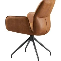 Eetkamerstoel Gavio Met armleuning draaibaar microleder cognac