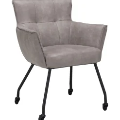 Eetkamerstoel Novile Microleder beige met wiel