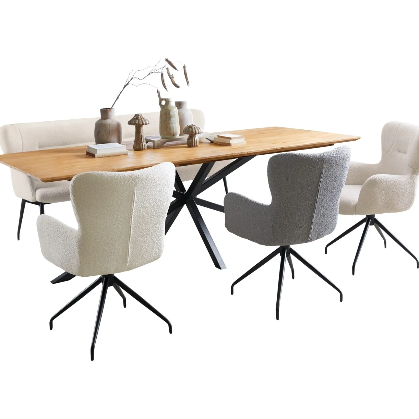 Eettafel Aska Teak 240x100 cm rechthoekig naturel brushed