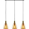 Hanglamp Felinio Amber glas 3-lichts