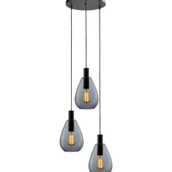 Hanglamp Felinio Smoke glas 3-lichts rond