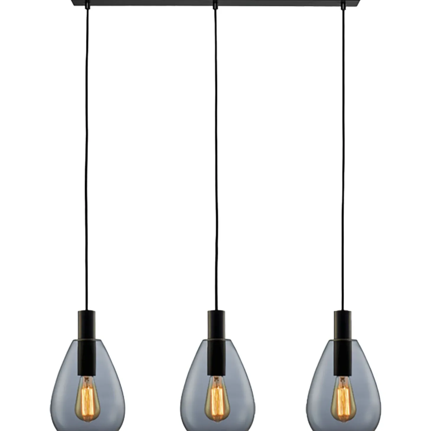 Hanglamp Felinio Smoke glas 3-lichts