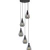 Hanglamp Felinio Smoke glas 5-lichts rond