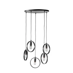 Hanglamp Girare Zwart metaal 5-lichts