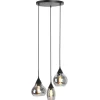 Hanglamp Lungo Zwart smoke glas 3-lichts