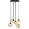 Hanglamp Macato Zwart amber glas 6-lichts
