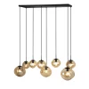 Hanglamp Macato Zwart amber glas 8-lichts