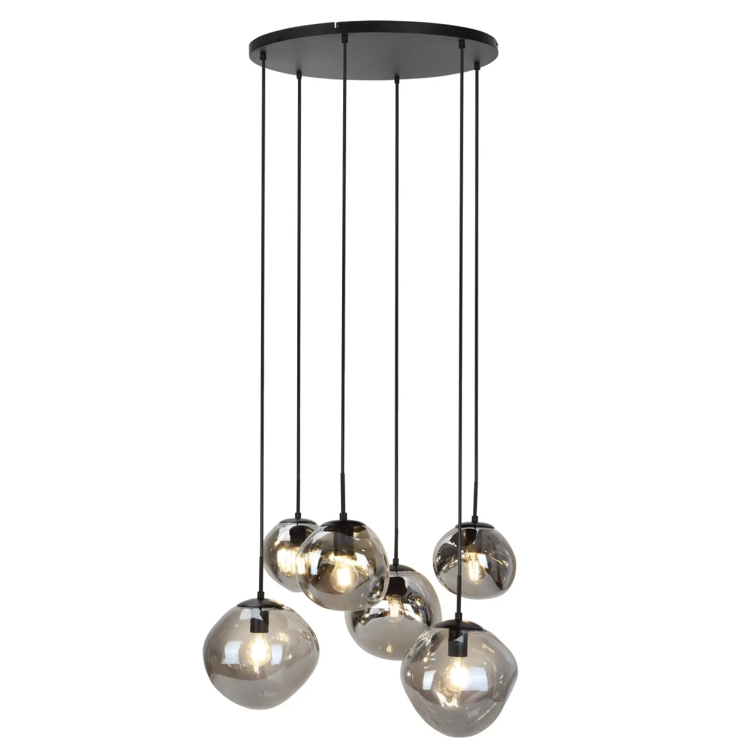 Hanglamp Macato Zwart smoke glas 6-lichts