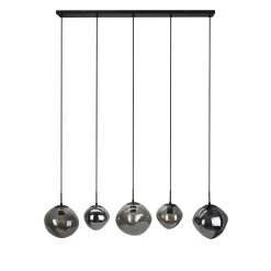 Hanglamp Macato Zwart smoke glas 5-lichts