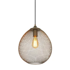 Hanglamp Maroggia Bruin rond 30cm koper 1-lichts