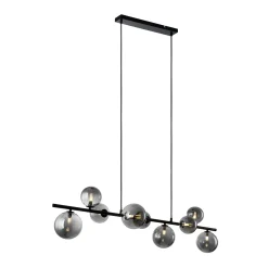 Hanglamp Olivento Zwart smoke glas 9-lichts