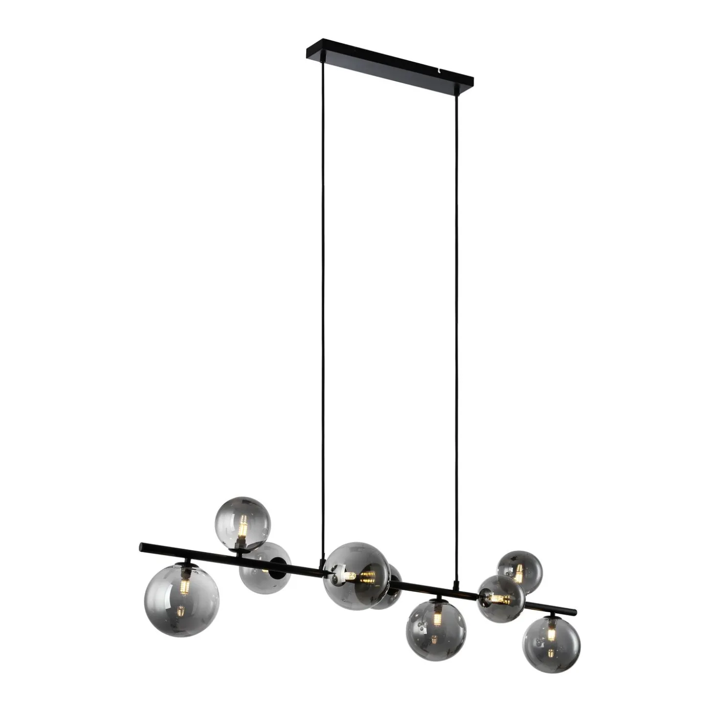 Hanglamp Olivento Zwart smoke glas 9-lichts