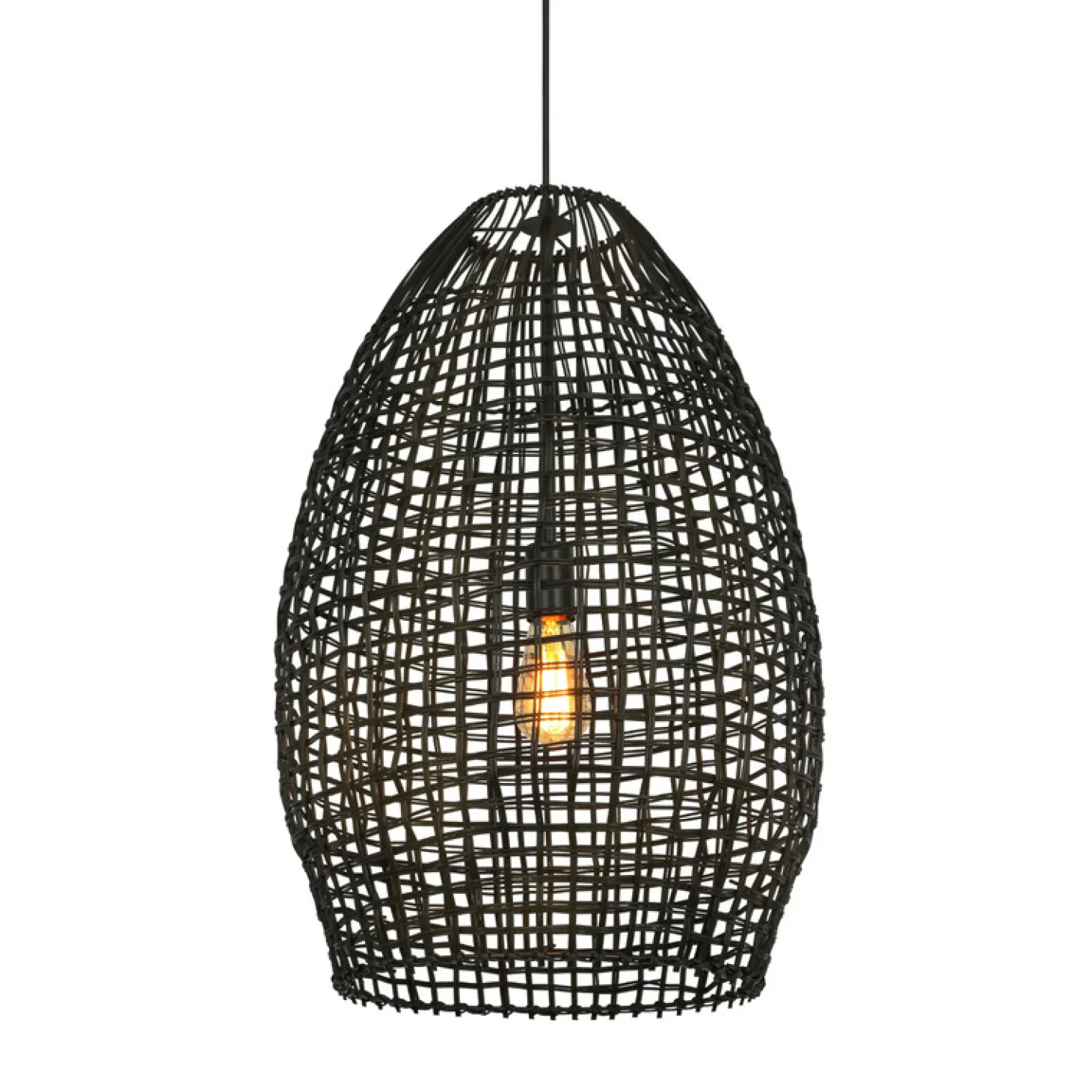 Hanglamp Orcia Rond 46 cm rotan zwart
