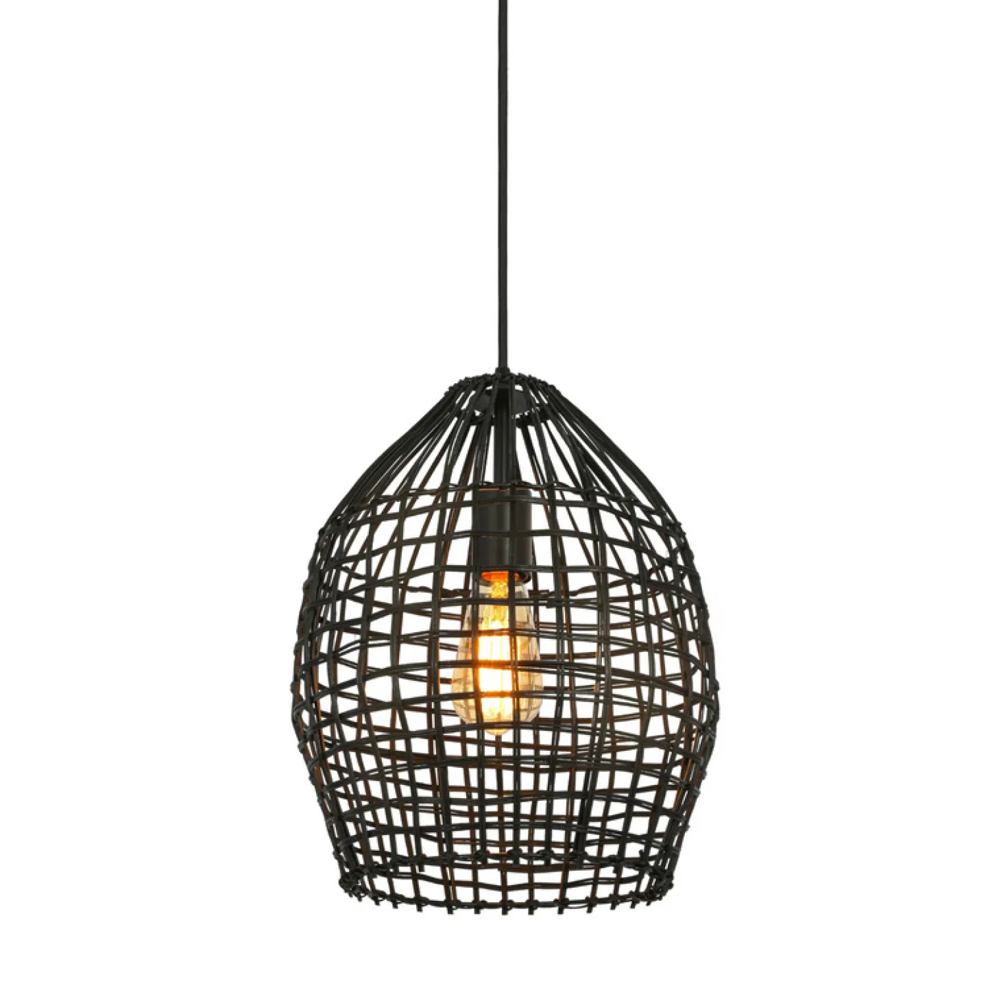 Hanglamp Orcia Rond 30 cm rotan zwart