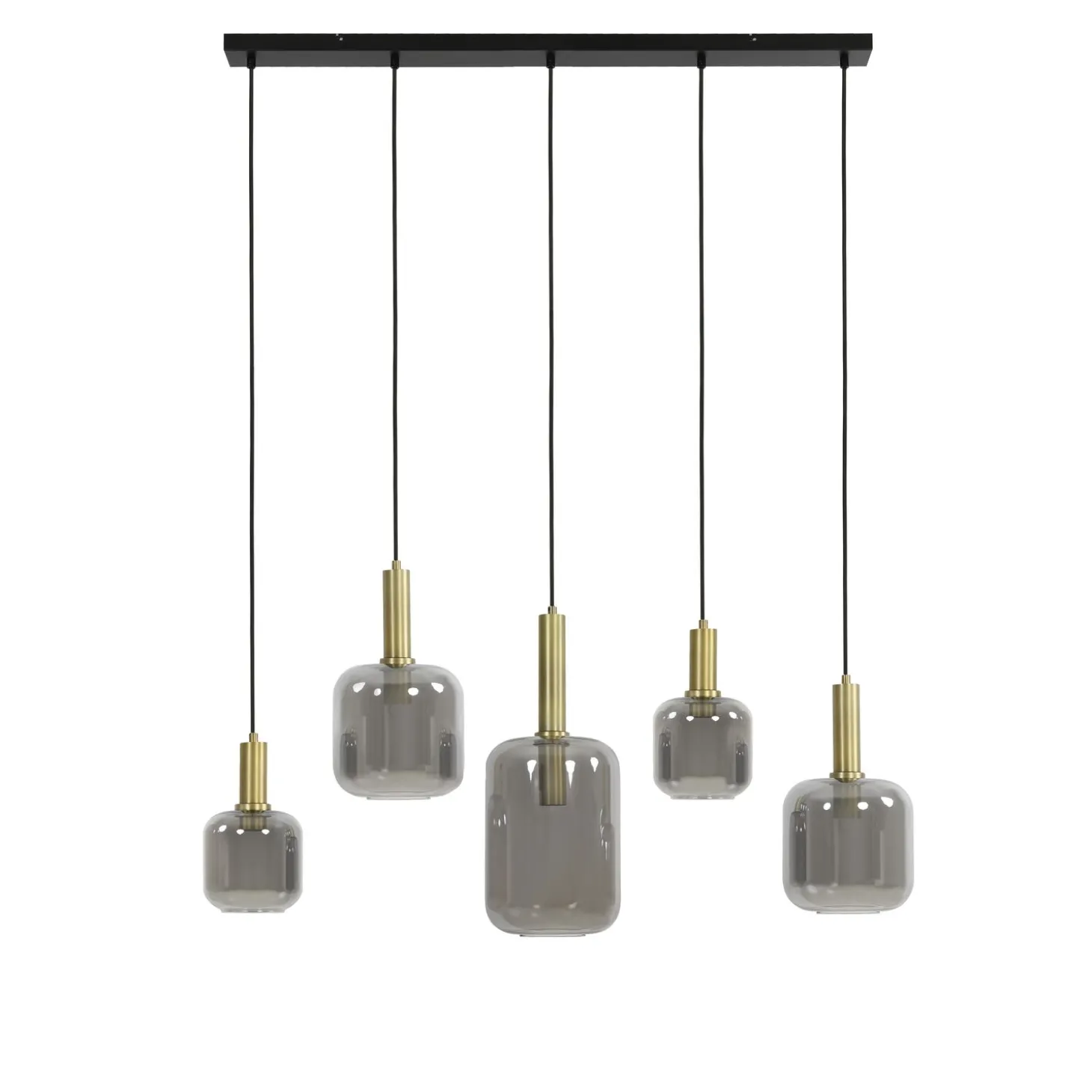 Hanglamp Peglio Glas smoke antiek brons 5-lichts