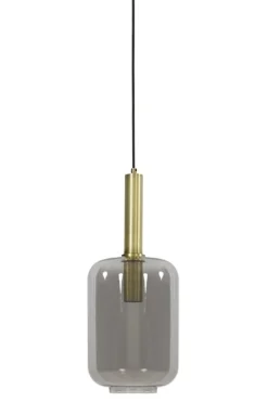 Hanglamp PEGLIO Glas smoke antiek brons