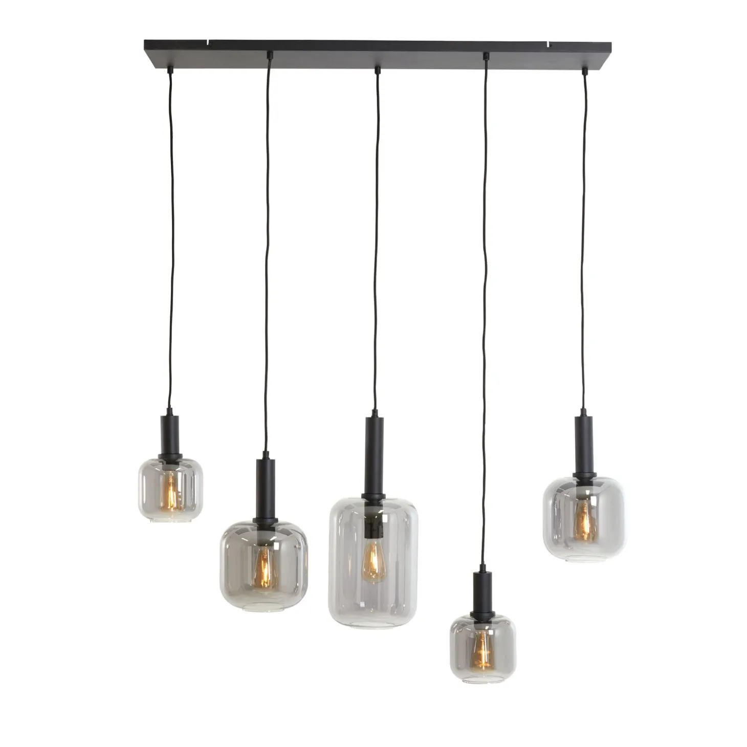 Hanglamp Peglio Glas smoke zwart 5-lichts