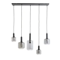 Hanglamp Peglio Glas smoke zwart 5-lichts