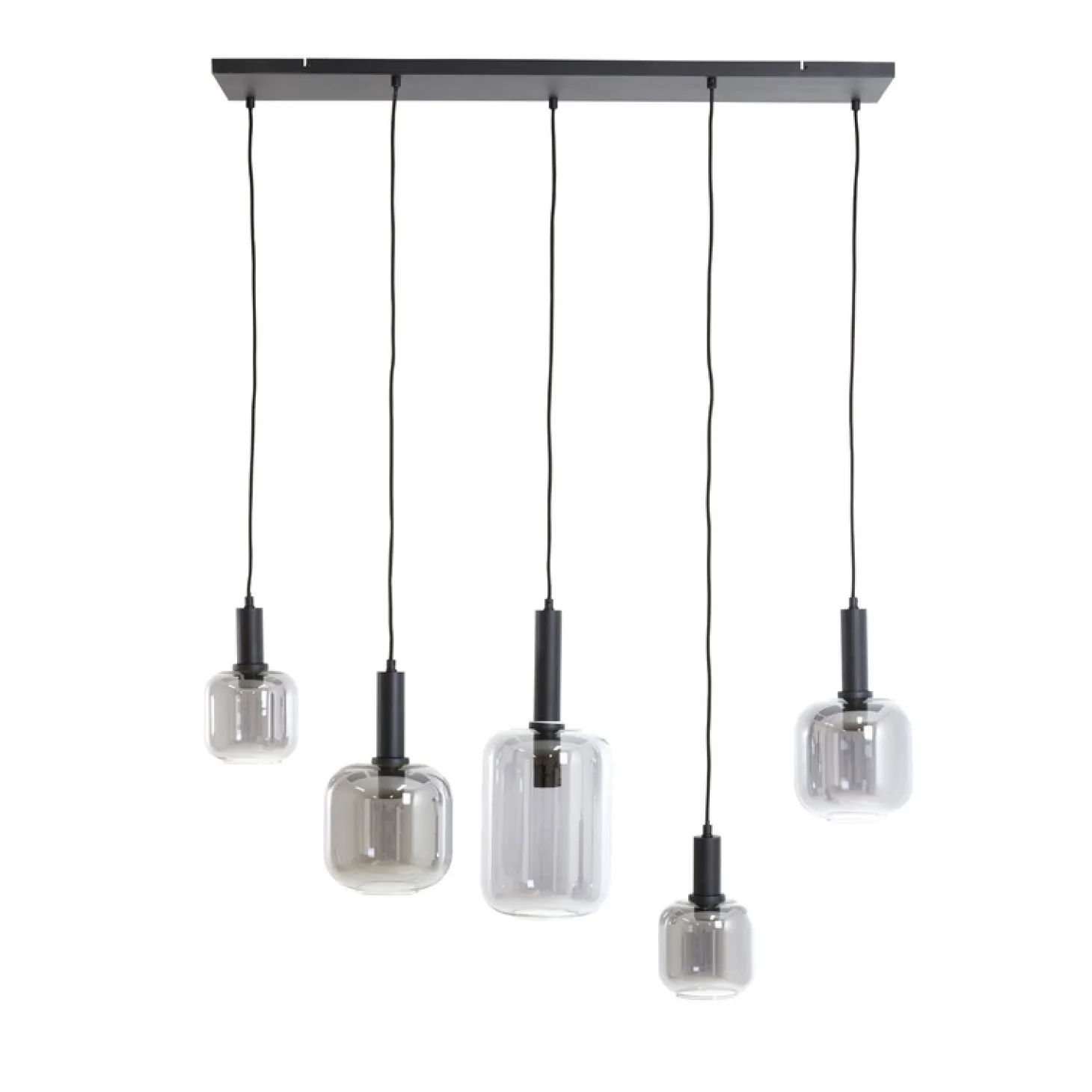 Hanglamp Peglio Glas smoke zwart 5-lichts