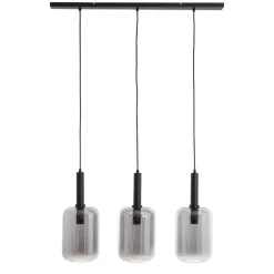 Hanglamp Peglio Glas smoke zwart 3-lichts