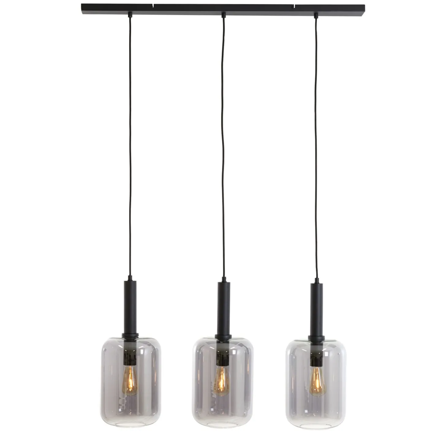 Hanglamp Peglio Glas smoke zwart 3-lichts