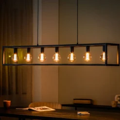 Hanglamp Tiamo Zwart staal 7-lichts
