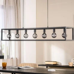 Hanglamp Tiamo Zwart staal 7-lichts