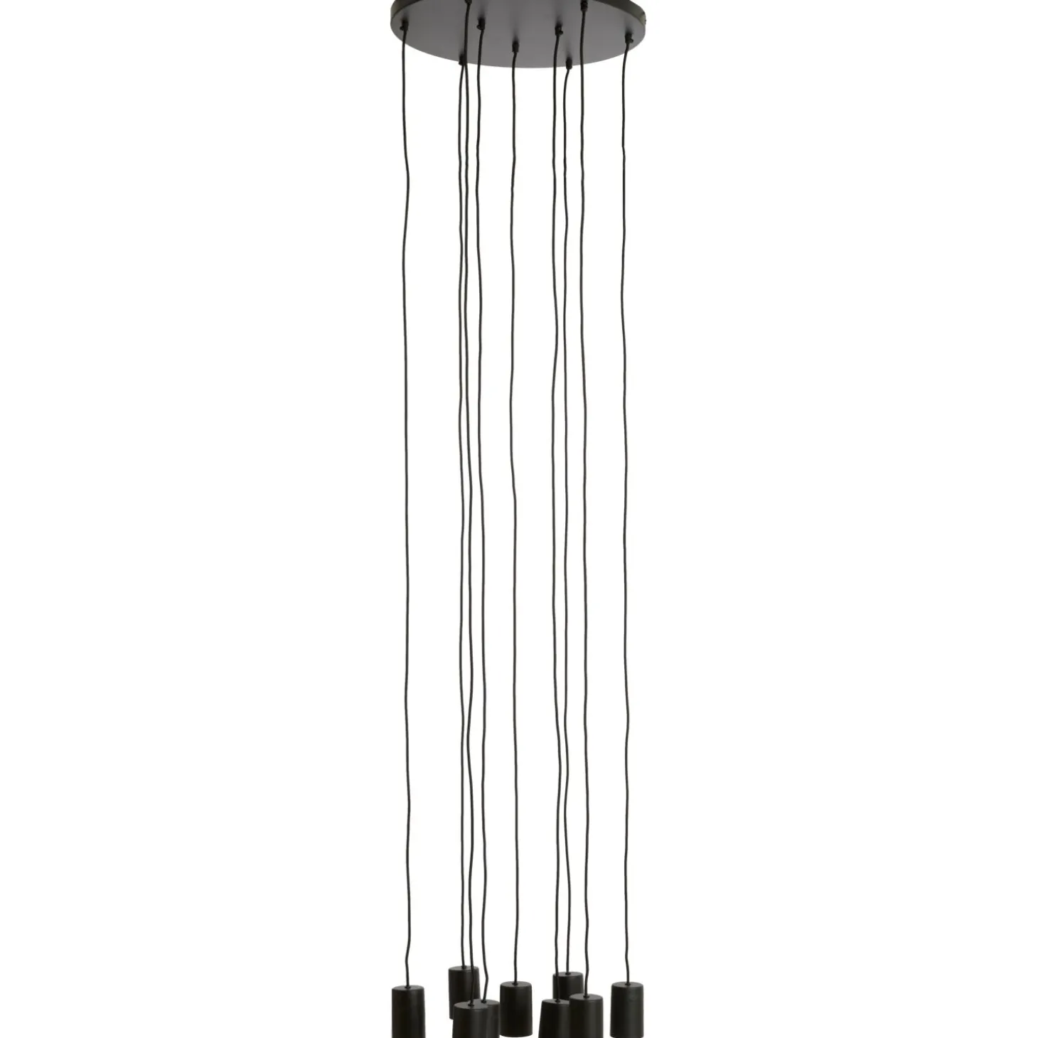 Hanglamp Trecate Mat zwart 9-lichts rond