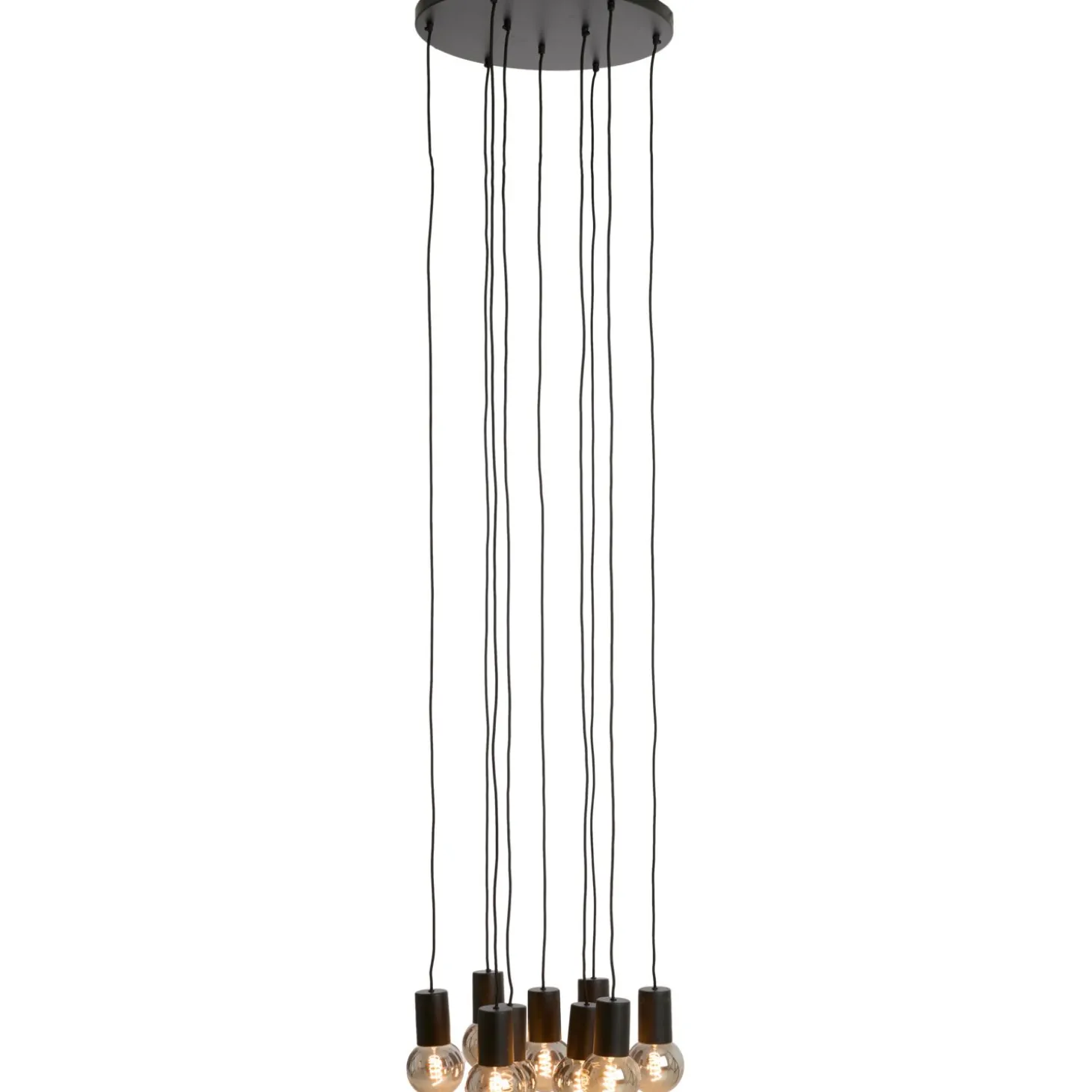 Hanglamp Trecate Mat zwart 9-lichts rond