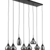 Hanglamp zwart Smoke glas 8-lichts - Lungo