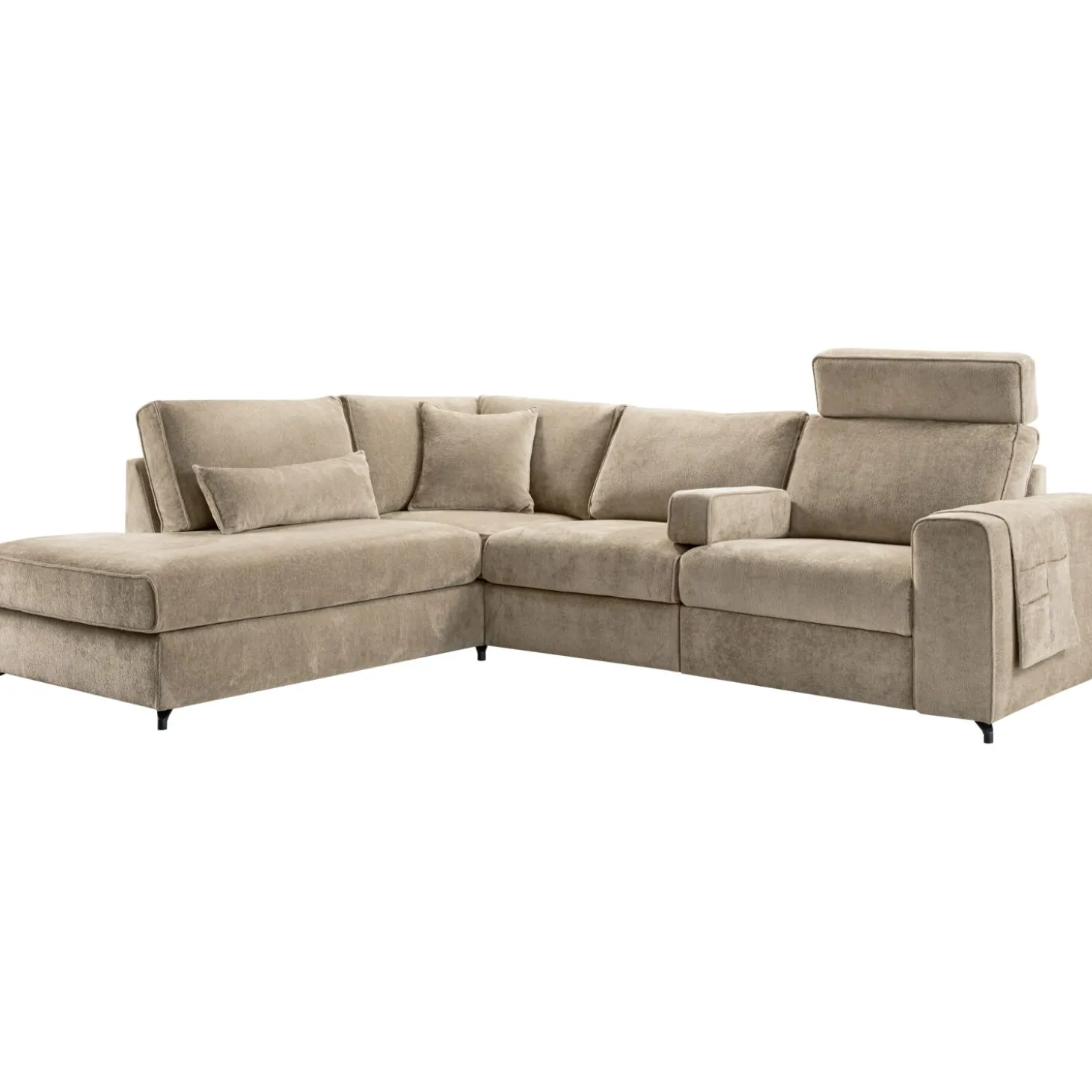 Hoekbank links Licato Taupe relaxfunctie excellent comfort