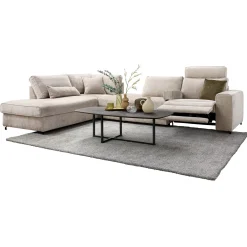 Hoekbank links Licato Taupe relaxfunctie excellent comfort hocker