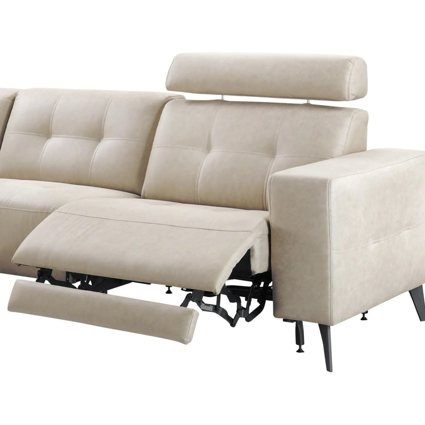 Hoekbank links Piorino Pocketvering lichtgrijs relaxfunctie