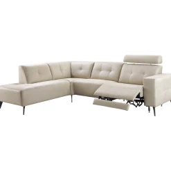 Hoekbank links Piorino Pocketvering lichtgrijs relaxfunctie