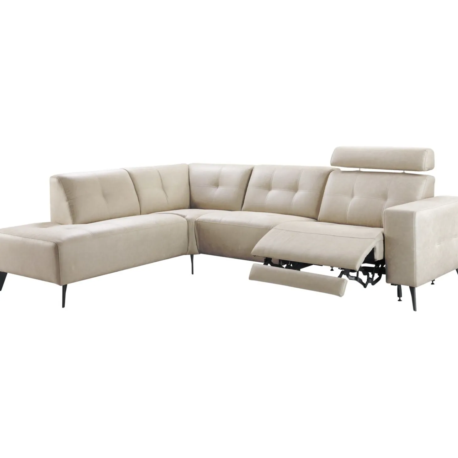 Hoekbank links Piorino Pocketvering lichtgrijs relaxfunctie