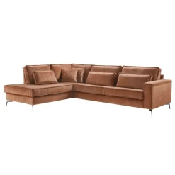 Hoekbank links Pomonte Velvet bruin premium comfort