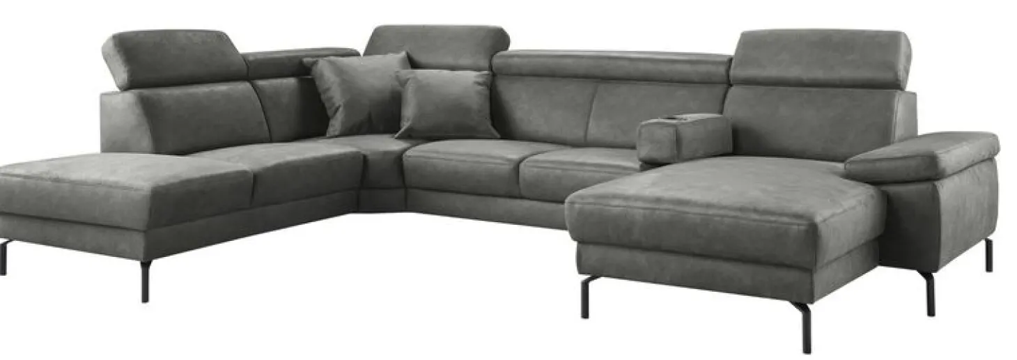 Hoekbank links Tusari Microleder antraciet premium comfort