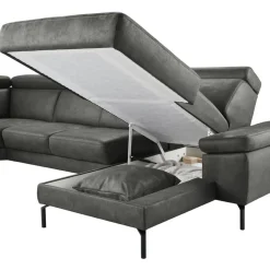 Hoekbank links Tusari Microleder antraciet premium comfort
