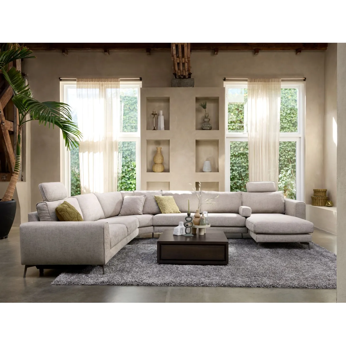 Hoekbank Linoza Naturel relaxfunctie links premium comfort